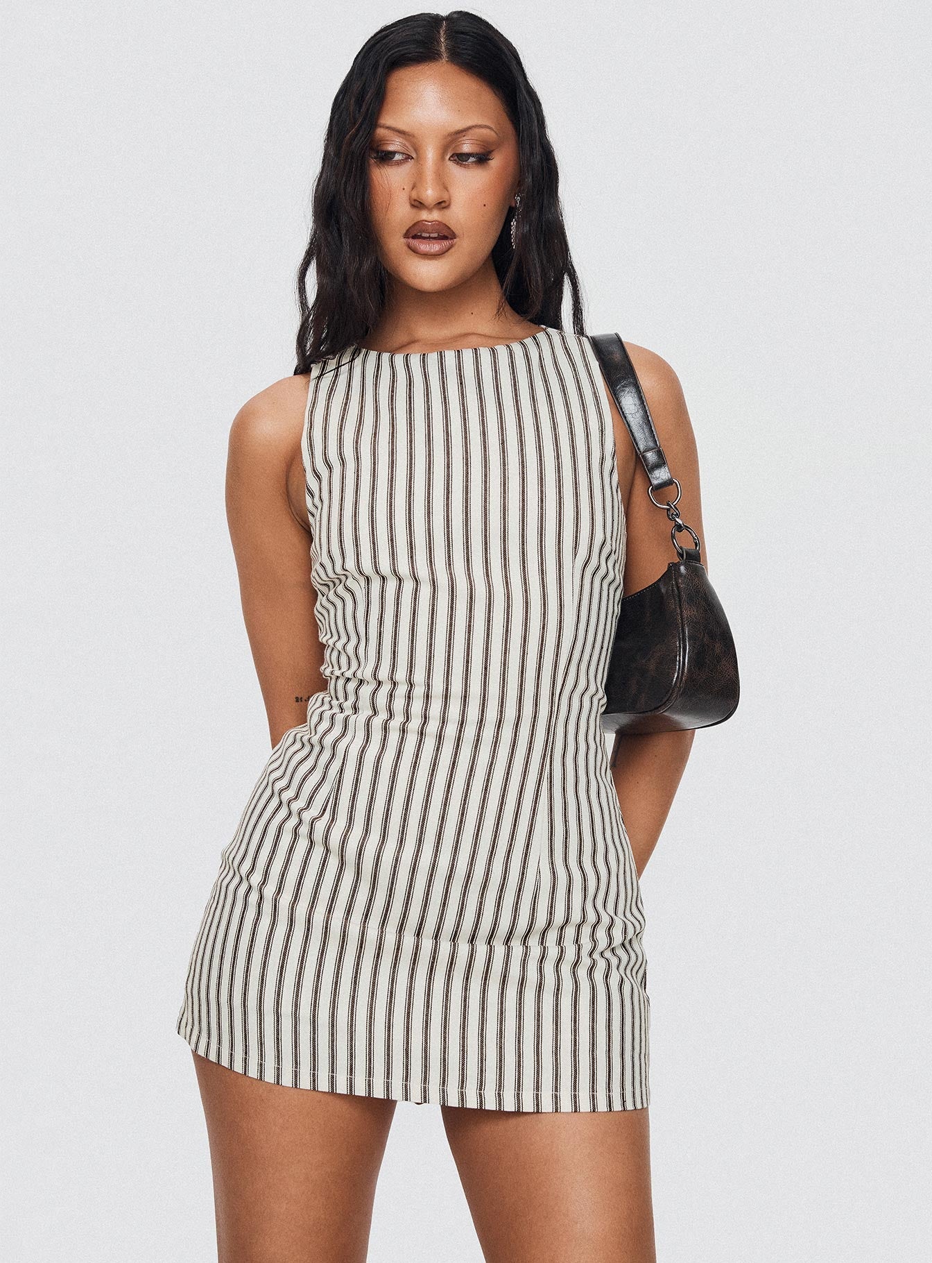 KYLIE – Black & White Satin Mini Dress