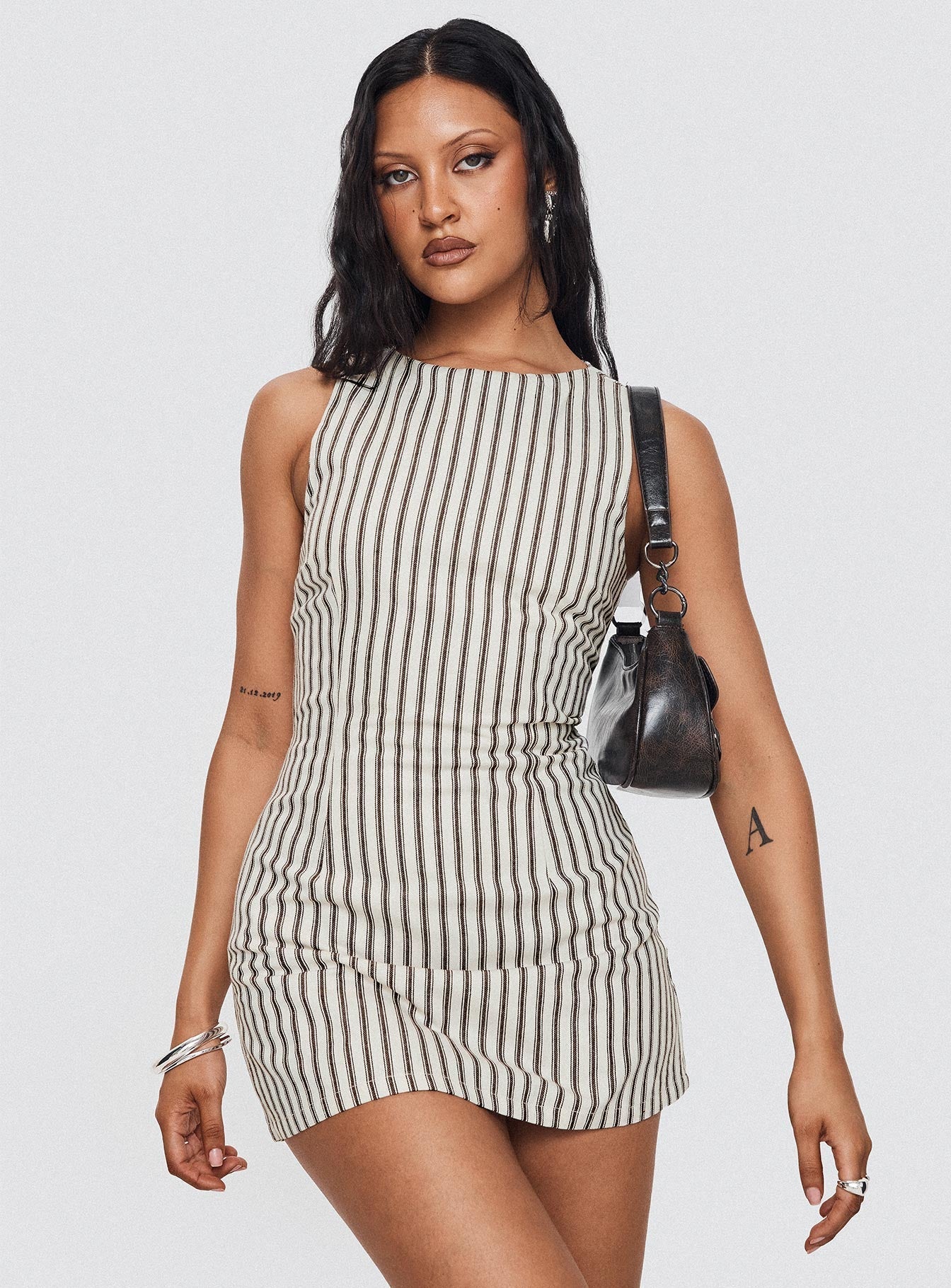 KYLIE – Black & White Satin Mini Dress