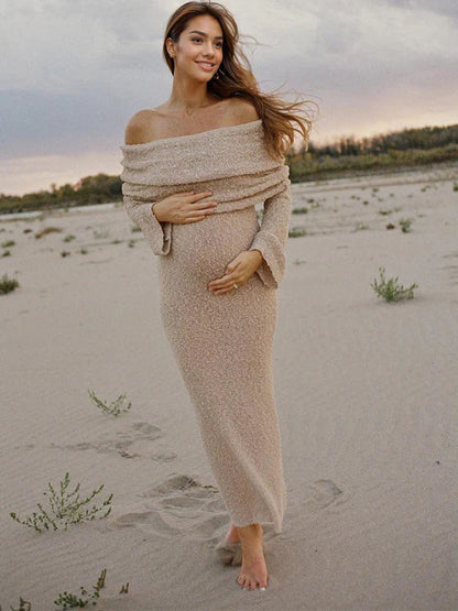 Nayara | Maternity Elegant Off Shoulder Maxi Dress